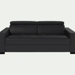 alinea Canapé En Cuir|Canapé 3 Places*Canapé 3 places convertible en cuir avec accoudoirs 20cm - Brun terre d'ombre Marron