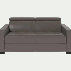 alinea Canapé En Cuir|Canapé 2 Places*Canapé 2 places fixe en cuir avec accoudoirs 15cm - taupe Gris