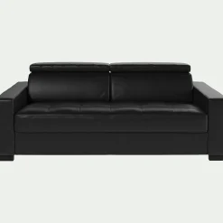 alinea Canapé En Cuir|Canapé 3 Places*Canapé 3 places fixe en cuir avec accoudoirs 20cm - Noir