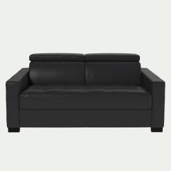 alinea Canapé En Cuir|Canapé 2 Places*Canapé 2 places fixe en cuir avec accoudoirs 15cm - brun terre d'ombre Marron