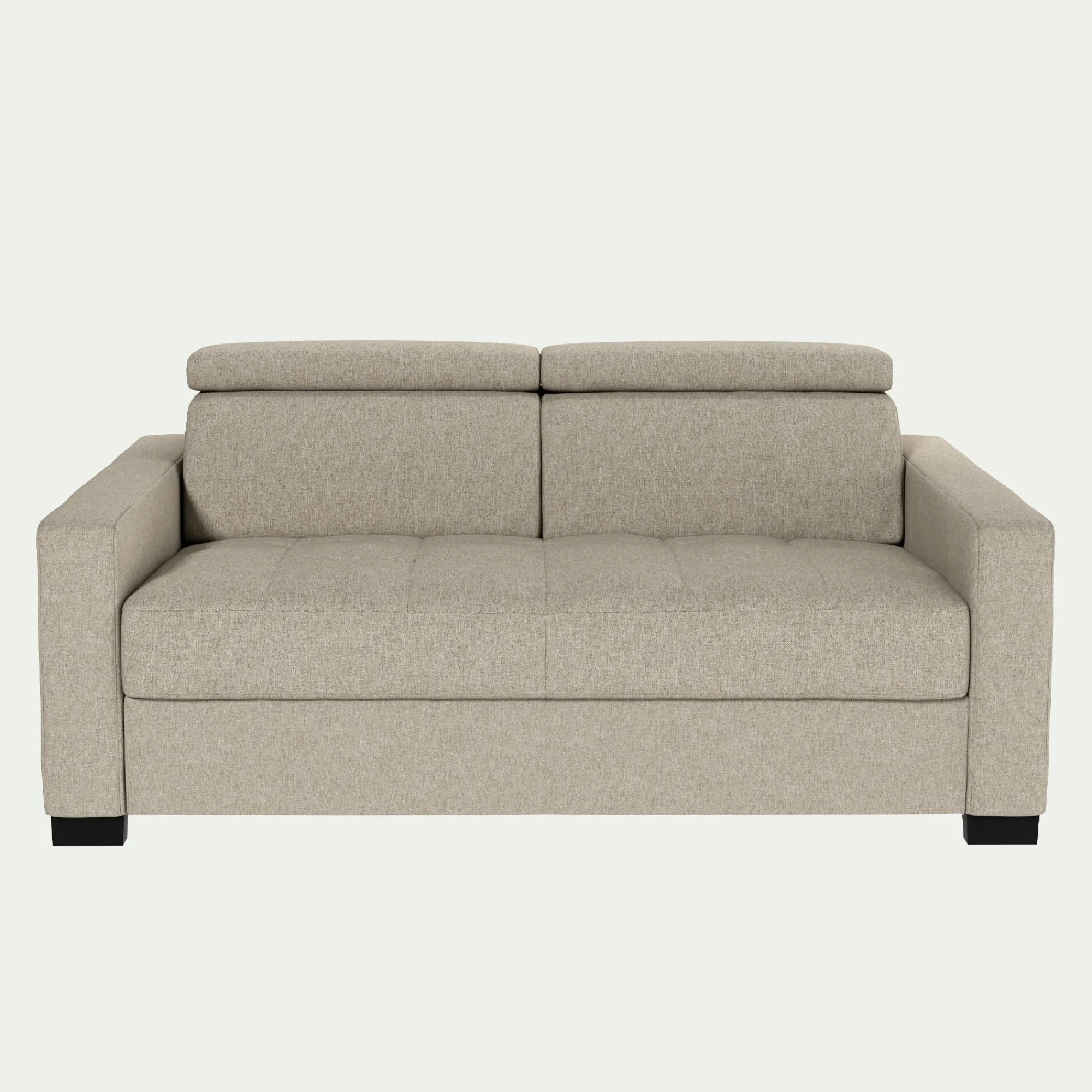 alinea Canapé 2 Places|Canapé Fixe*Canapé 2 places fixe en tissu pop avec accoudoirs 15cm - Beige