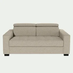 alinea Canapé 2 Places*Canapé 2 places fixe en tissu pop avec accoudoirs 20cm - Beige