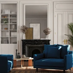 alinea Fauteuil|Petit Canapé*Canapé 1,5 places fixe en tissu velvet - foncé Bleu