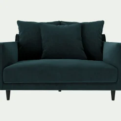 alinea Fauteuil|Petit Canapé*Canapé 1,5 places fixe en tissu velvet - foncé Bleu