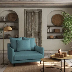 alinea Fauteuil|Petit Canapé*Canapé 1,5 places fixe en tissu - niolon Bleu