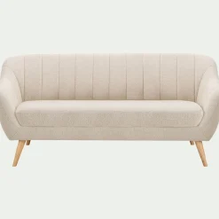 alinea Canapé 3 Places*Canapé 3 places fixe en tissu bouclette monza - Beige