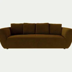 alinea Canapé 4 Places*Canapé 4 places fixe en velours Velvet - bronze Marron