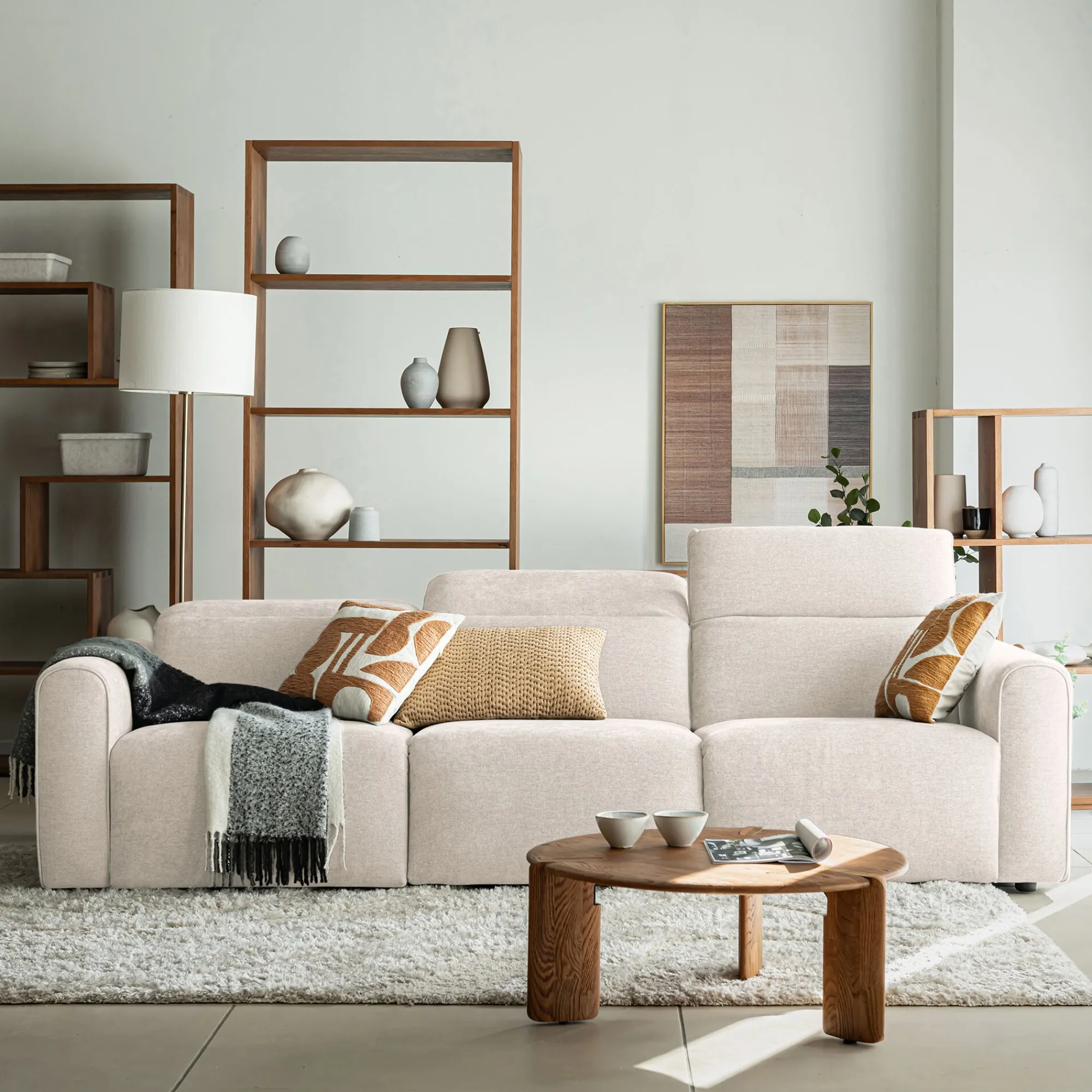 alinea Canapé 5 Places*Canapé 5 places relax droit en tissu - roucas Beige