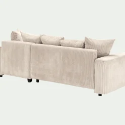 alinea Canapé En Velours|Canapé 4 Places*Canapé convertible à angle réversible en velours côtelé - roucas Beige