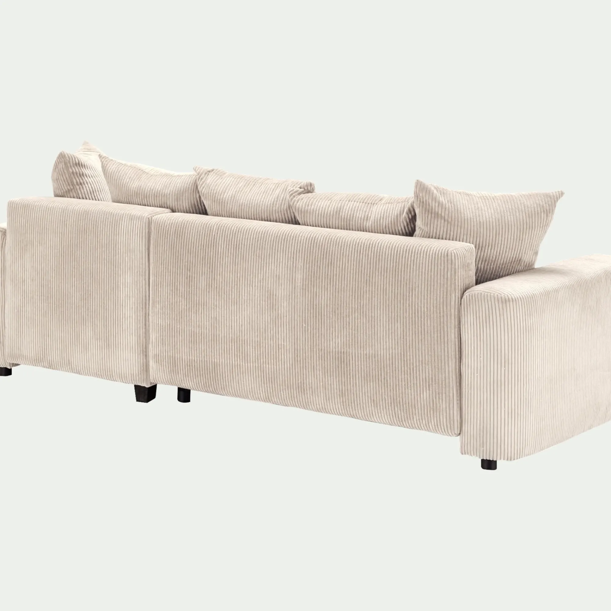 alinea Canapé En Velours|Canapé 4 Places*Canapé convertible à angle réversible en velours côtelé - roucas Beige
