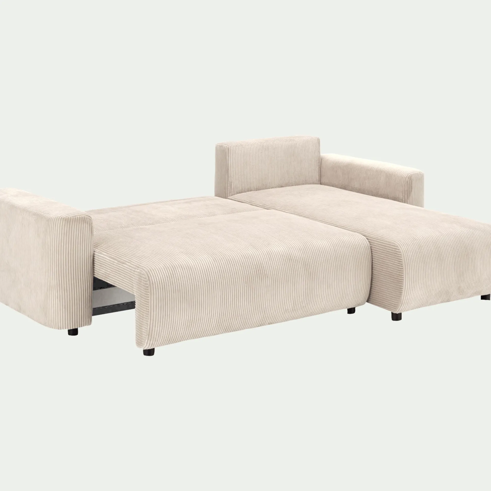 alinea Canapé En Velours|Canapé 4 Places*Canapé convertible à angle réversible en velours côtelé - roucas Beige
