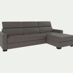 alinea Canapé En Cuir|Canapé Convertible*Canapé d'angle convertible en cuir avec accoudoirs 15cm - taupe Gris