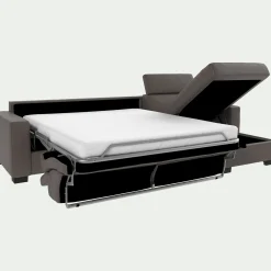 alinea Canapé En Cuir|Canapé Convertible*Canapé d'angle convertible en cuir avec accoudoirs 20cm - Taupe