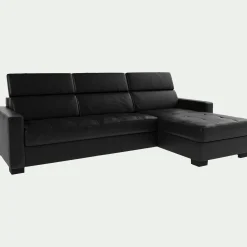 alinea Canapé En Cuir|Canapé Convertible*Canapé d'angle convertible en cuir avec accoudoirs 15cm - Noir