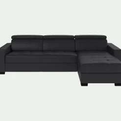 alinea Canapé En Cuir|Canapé Convertible*Canapé d'angle convertible en cuir avec accoudoirs 20cm - brun terre ombre Terre d'ombre