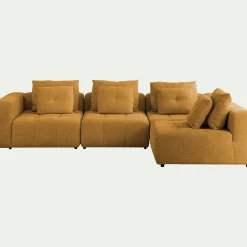 alinea Canapé 4 Places|Canapé Modulable*Canapé d'angle droit en tissu Benjo - argan Jaune