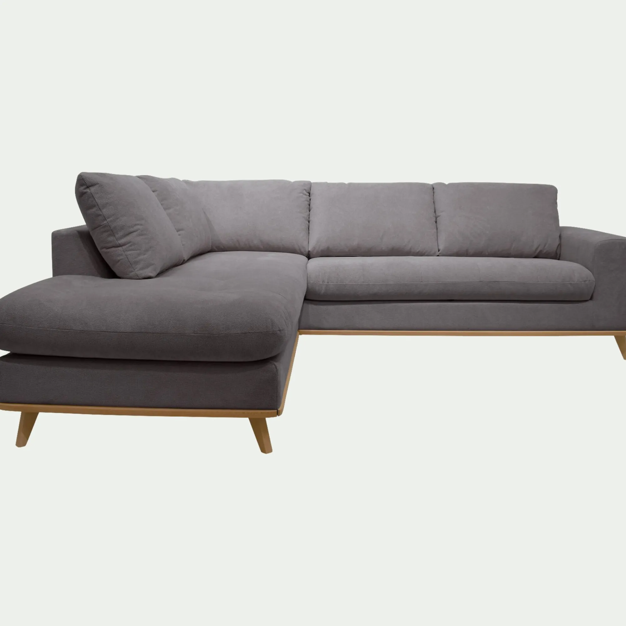 alinea Canapé D'Angle|Canapé 5 Places*Canapé d'angle gauche convertible en tissu Crown - restanque Gris