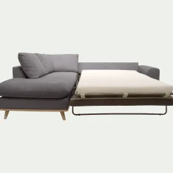 alinea Canapé D'Angle|Canapé 5 Places*Canapé d'angle gauche convertible en tissu Crown - restanque Gris