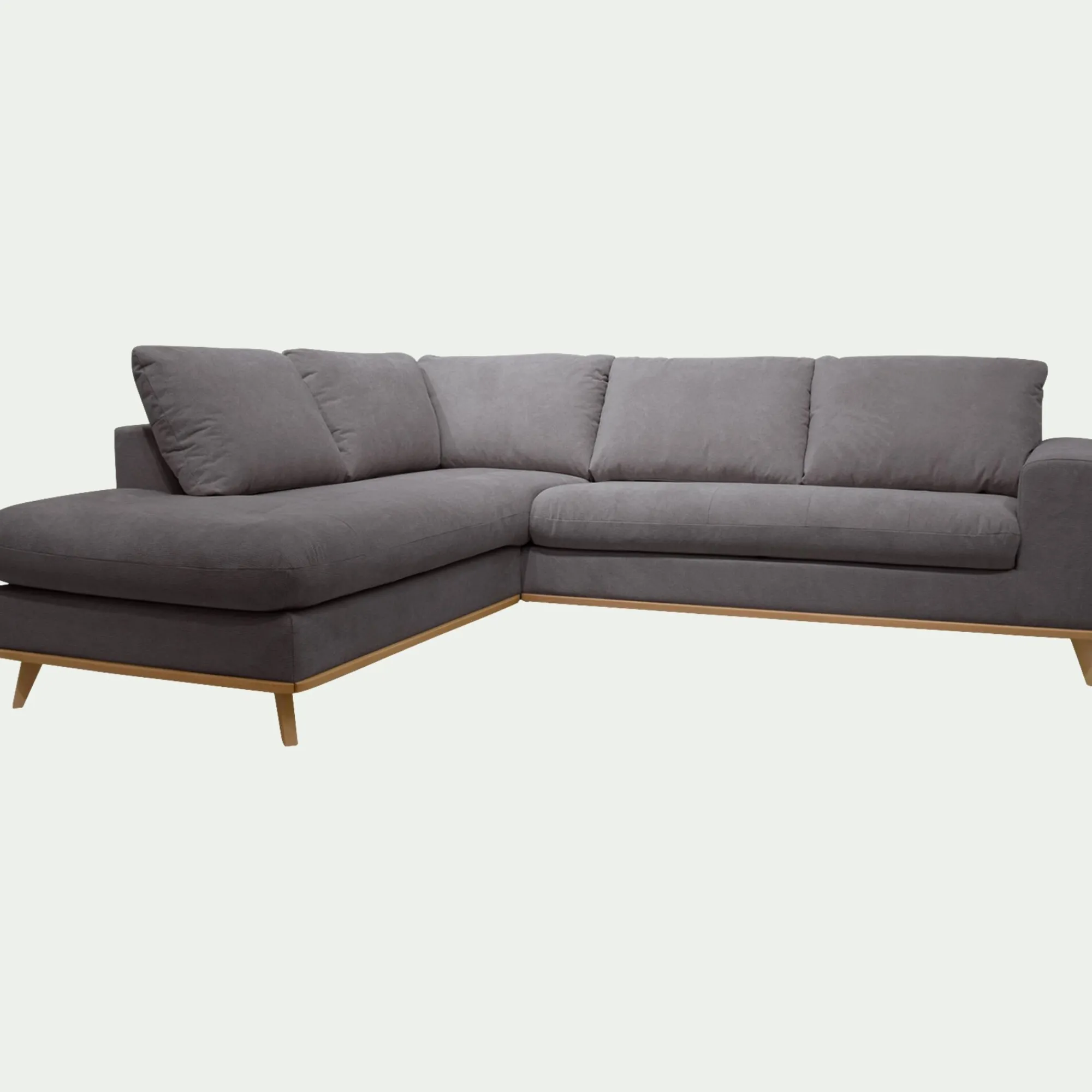 alinea Canapé D'Angle|Canapé 5 Places*Canapé d'angle gauche convertible en tissu Crown - restanque Gris