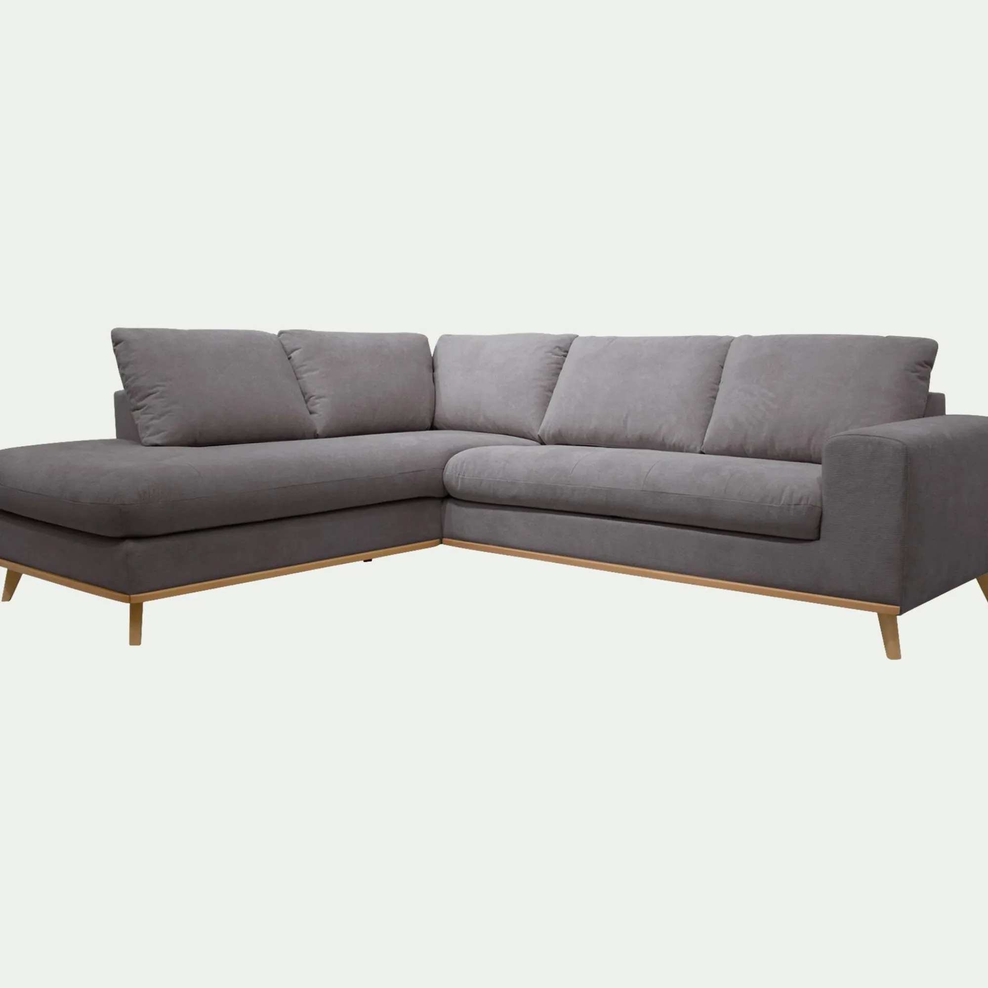 alinea Canapé D'Angle|Canapé 5 Places*Canapé d'angle gauche convertible en tissu Crown - restanque Gris