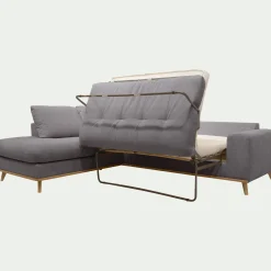 alinea Canapé D'Angle|Canapé 5 Places*Canapé d'angle gauche convertible en tissu Crown - restanque Gris