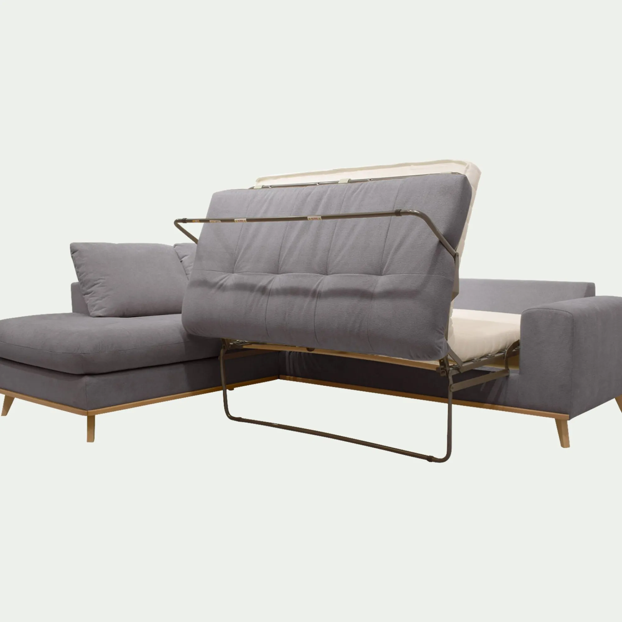alinea Canapé D'Angle|Canapé 5 Places*Canapé d'angle gauche convertible en tissu Crown - restanque Gris