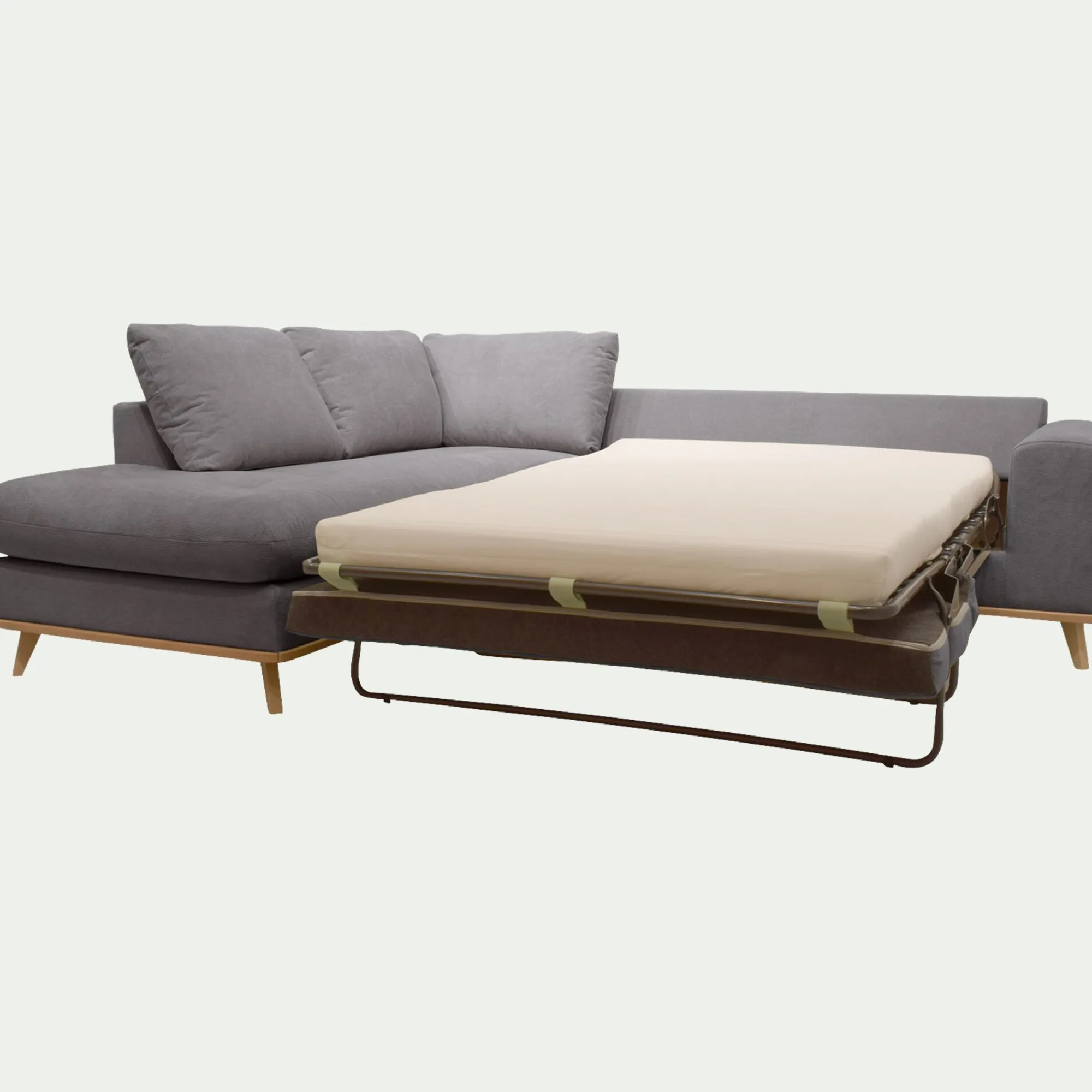 alinea Canapé D'Angle|Canapé 5 Places*Canapé d'angle gauche convertible en tissu Crown - restanque Gris