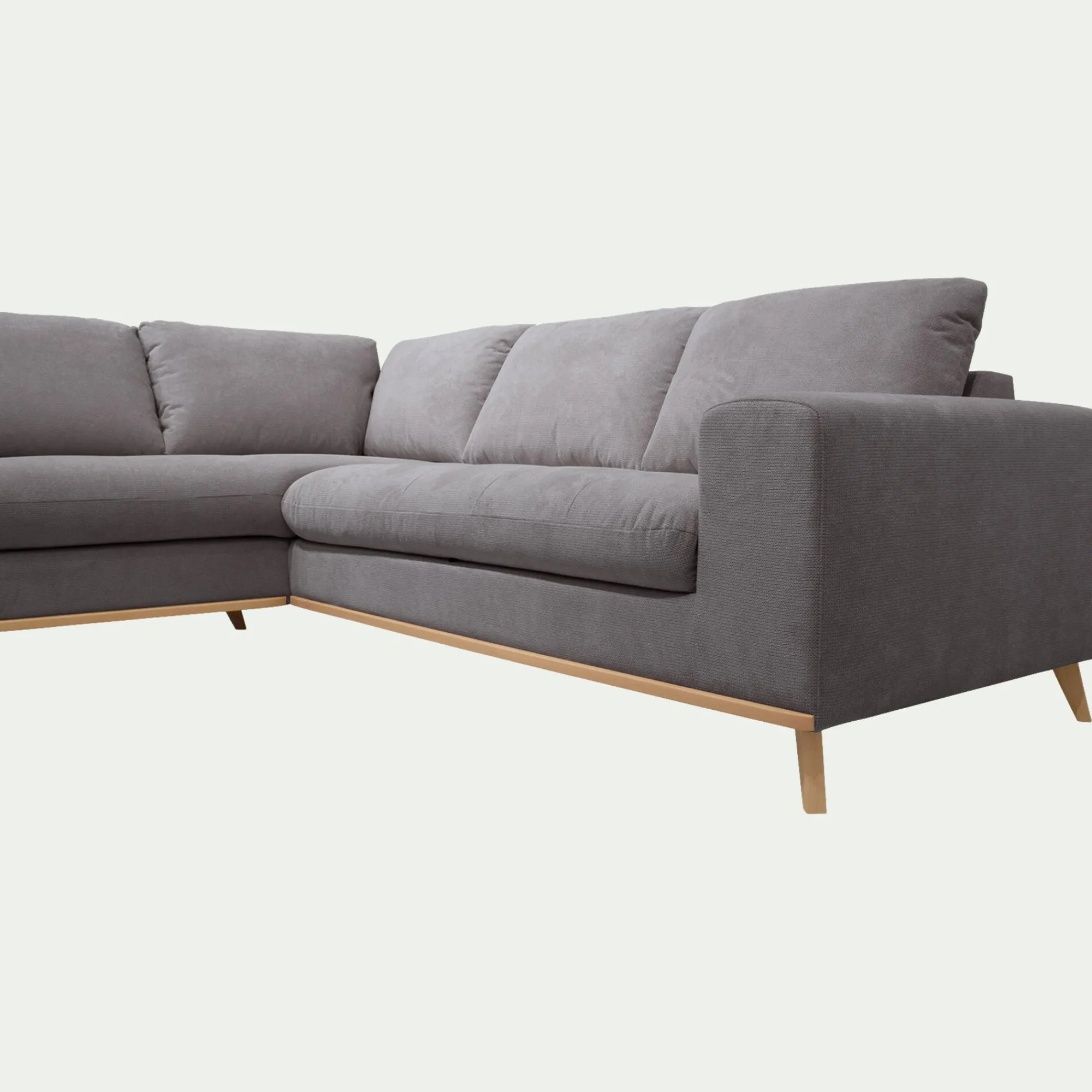 alinea Canapé D'Angle|Canapé 5 Places*Canapé d'angle gauche convertible en tissu Crown - restanque Gris