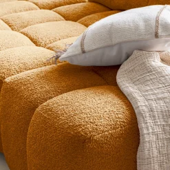 alinea Canapé En Tissu|Canapé 6 Places Et Plus*Canapé d'angle modulable avec pouf en tissu campo - argan Jaune
