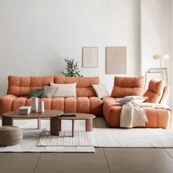 alinea Canapé En Tissu|Canapé 6 Places Et Plus*Canapé d'angle modulable avec chauffeuse et pouf en tissu campo - brun rustrel Marron