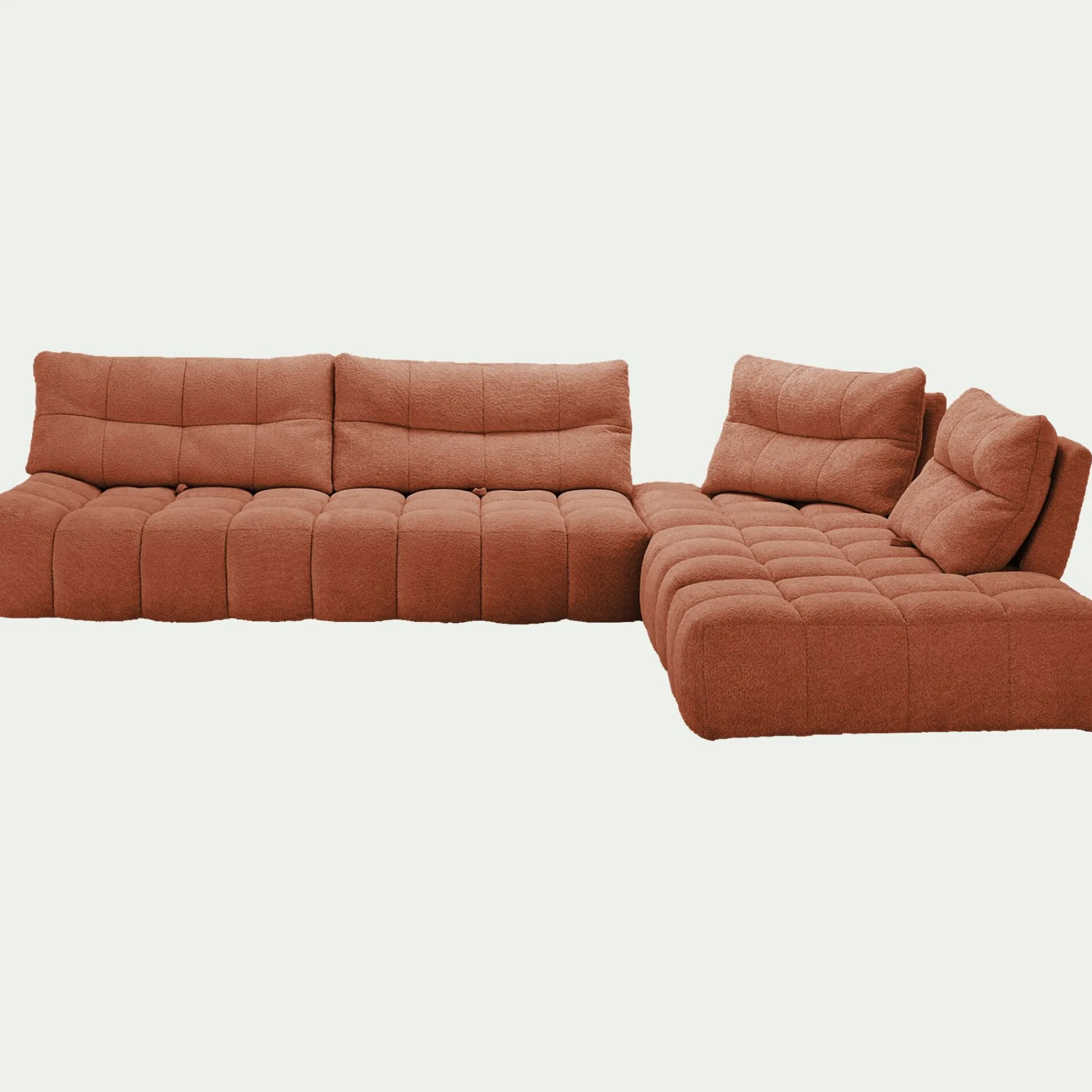 alinea Canapé En Tissu|Canapé 6 Places Et Plus*Canapé d'angle modulable avec chauffeuse et pouf en tissu campo - brun rustrel Marron