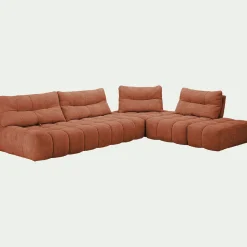 alinea Canapé En Tissu|Canapé 6 Places Et Plus*Canapé d'angle modulable avec chauffeuse et pouf en tissu campo - brun rustrel Marron