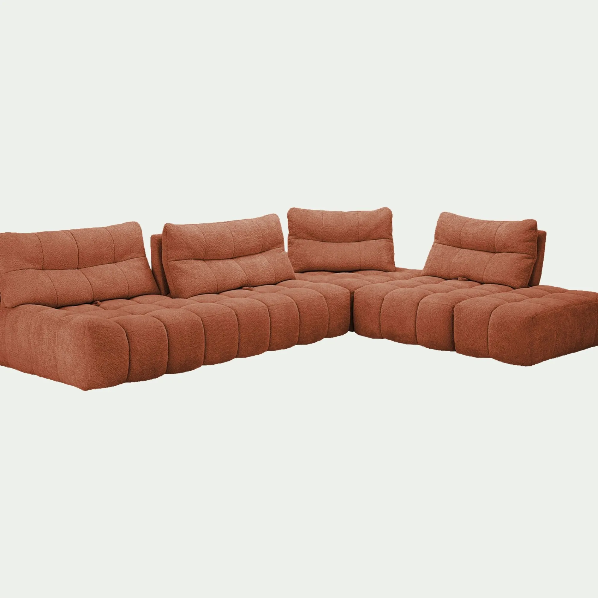 alinea Canapé En Tissu|Canapé 6 Places Et Plus*Canapé d'angle modulable avec chauffeuse et pouf en tissu campo - brun rustrel Marron