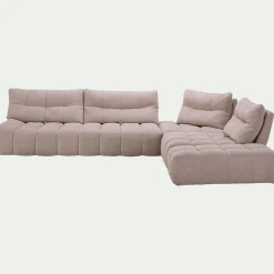 alinea Canapé En Tissu|Canapé 5 Places*Canapé d'angle modulable avec chauffeuse et pouf en tissu campo- Beige