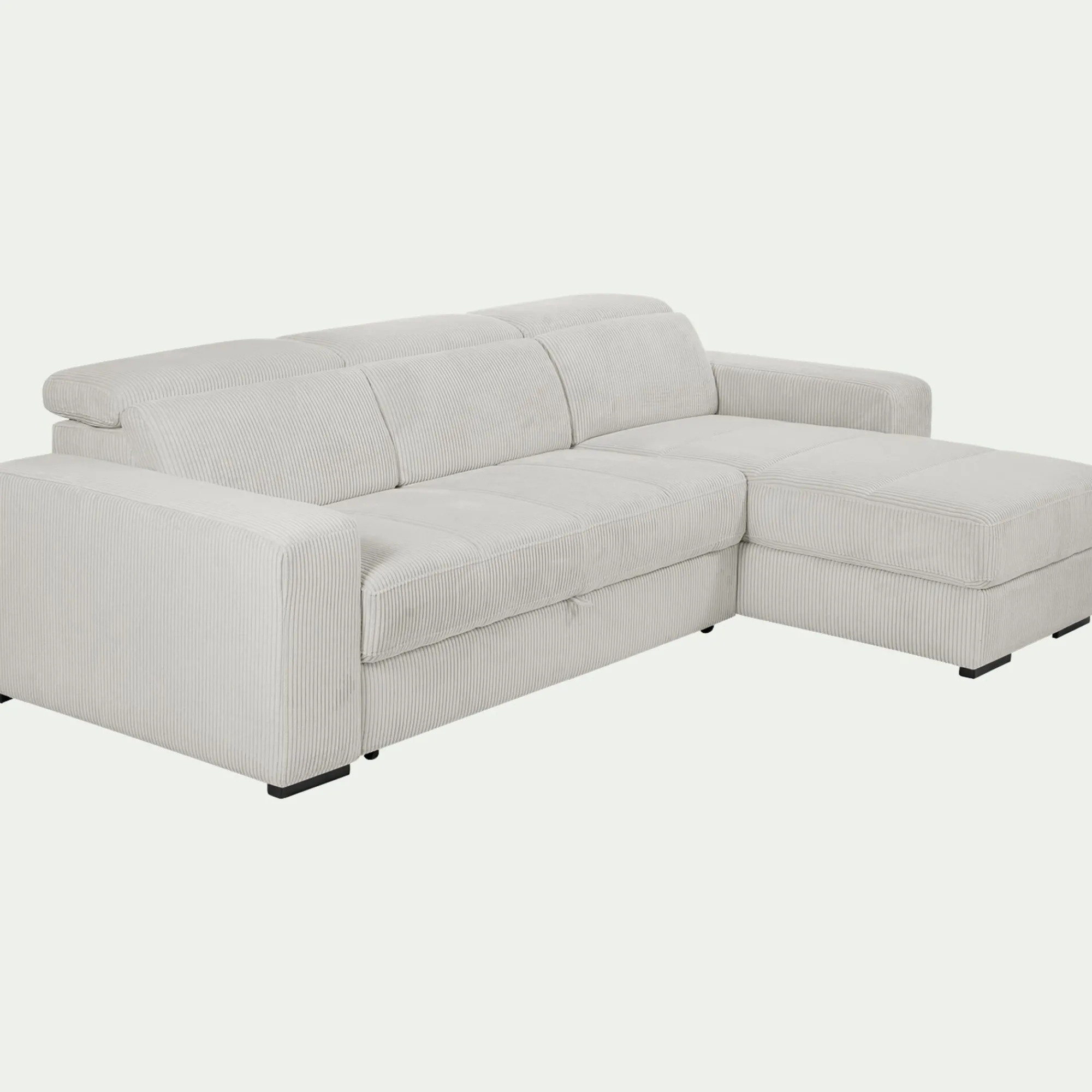 alinea Canapé En Velours|Canapé 4 Places*Canapé d'angle réversible convertible en tissu castello - roucas Beige