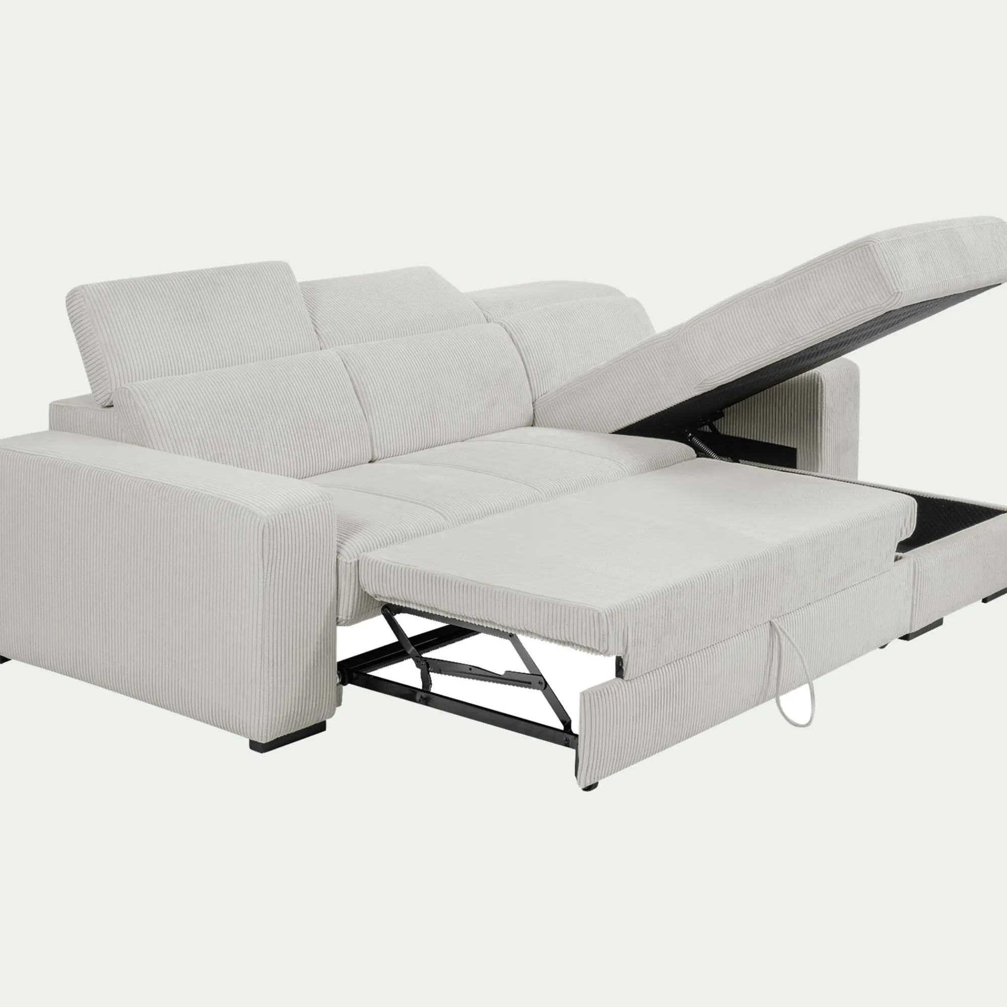 alinea Canapé En Velours|Canapé 4 Places*Canapé d'angle réversible convertible en tissu castello - roucas Beige