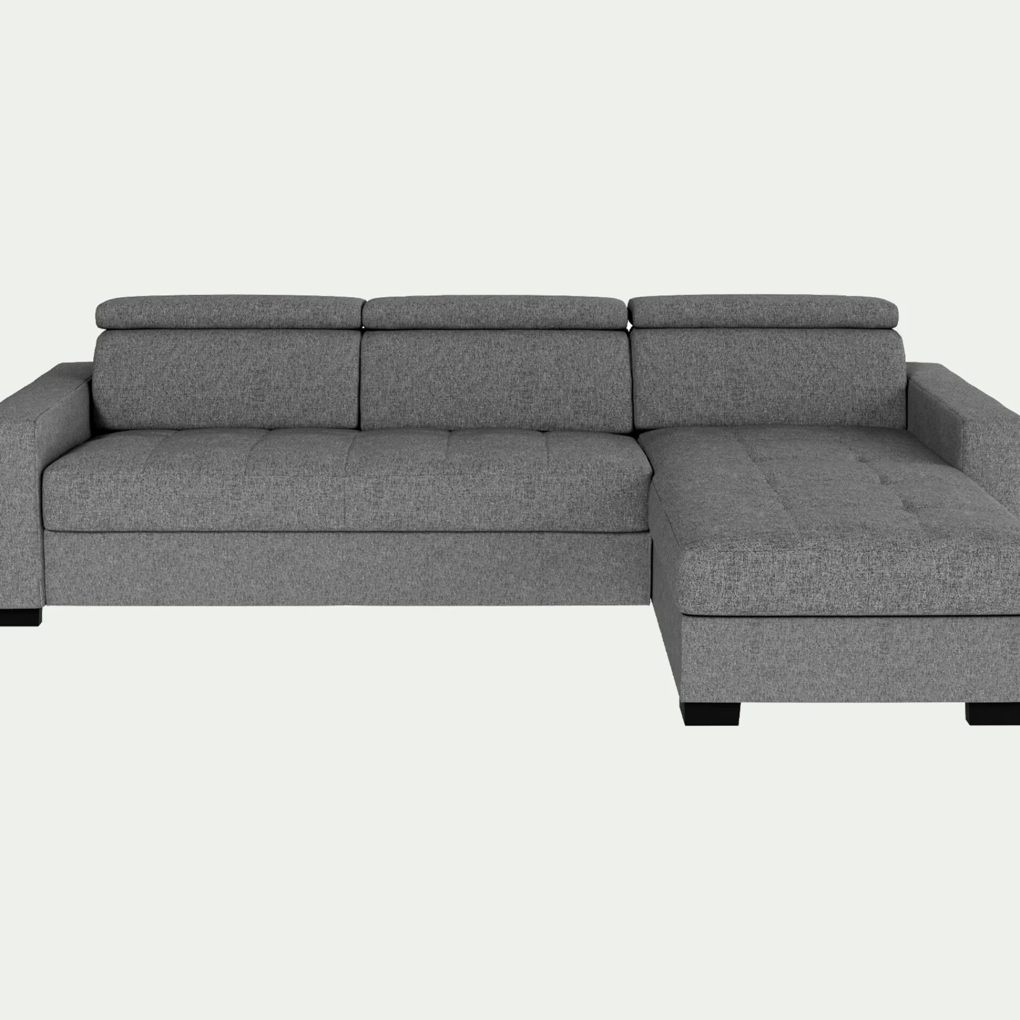 alinea Canapé D'Angle|Canapé En Tissu*Canapé d'angle réversible fixe en tissu pop avec accoudoirs 20cm - moyen Gris