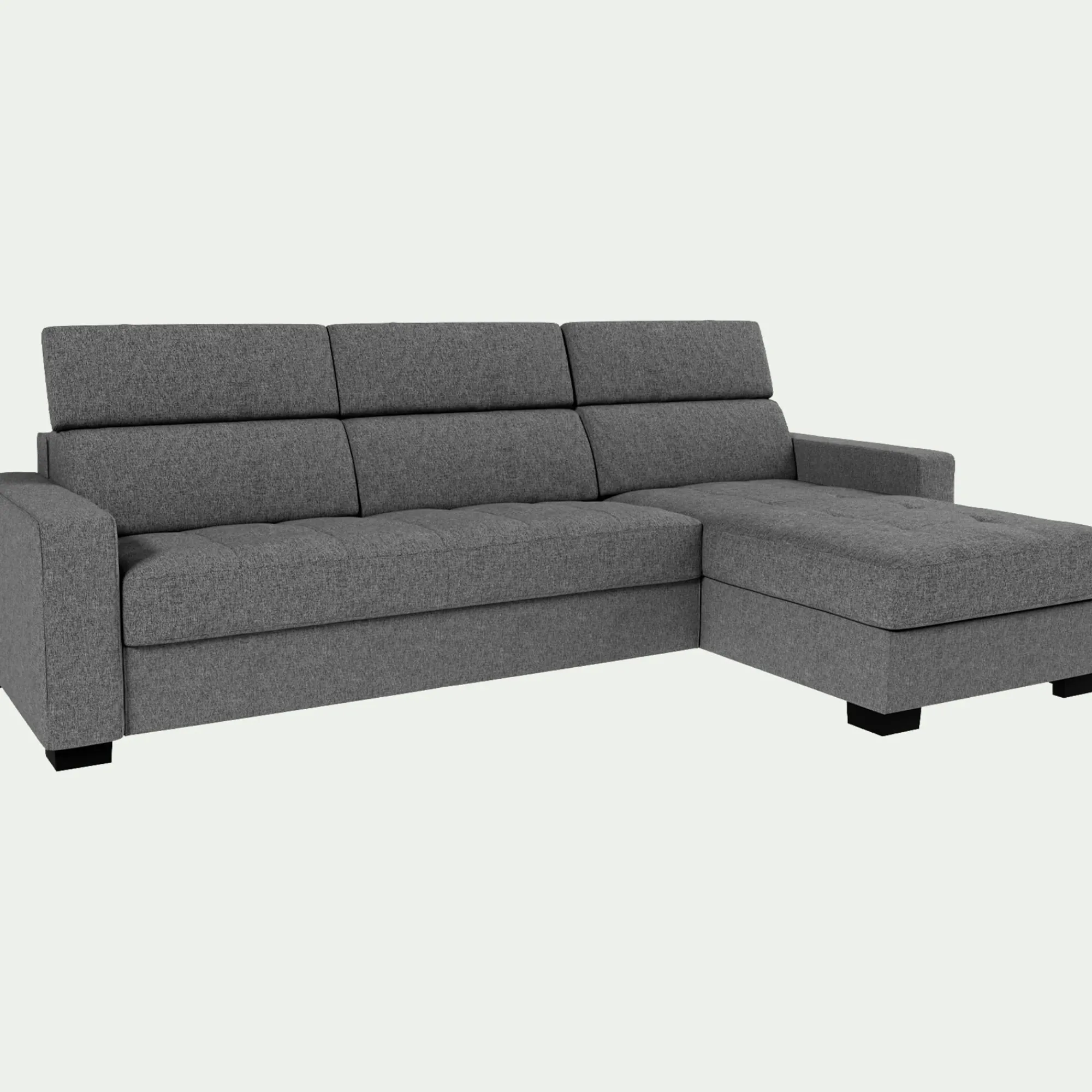 alinea Canapé D'Angle|Canapé En Tissu*Canapé d'angle réversible fixe en tissu pop avec accoudoirs 20cm - moyen Gris