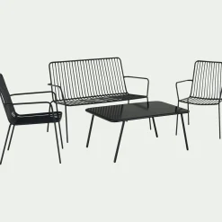 alinea Canapé Extérieur*Canapé de jardin en acier - (2 places) Noir