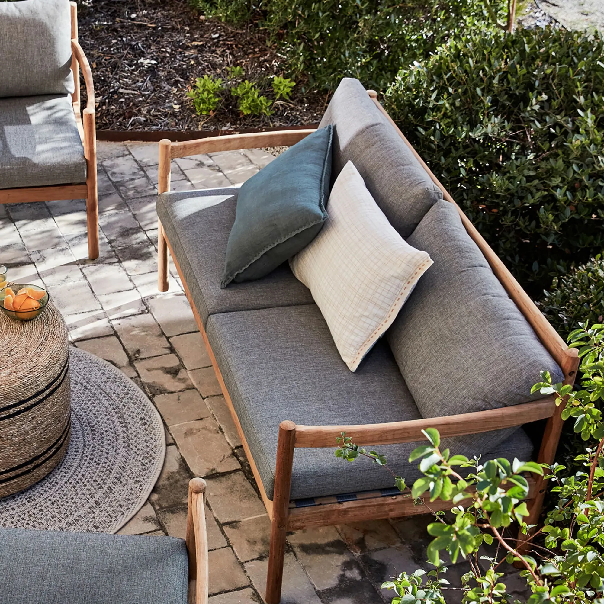 alinea Canapé Extérieur|Fauteuil De Jardin*Canapé de jardin en teck recyclé - (2 places) Gris