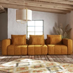 alinea Canapé 3 Places|Canapé Modulable*Canapé droit modulable en tissu Benjo - argan Jaune