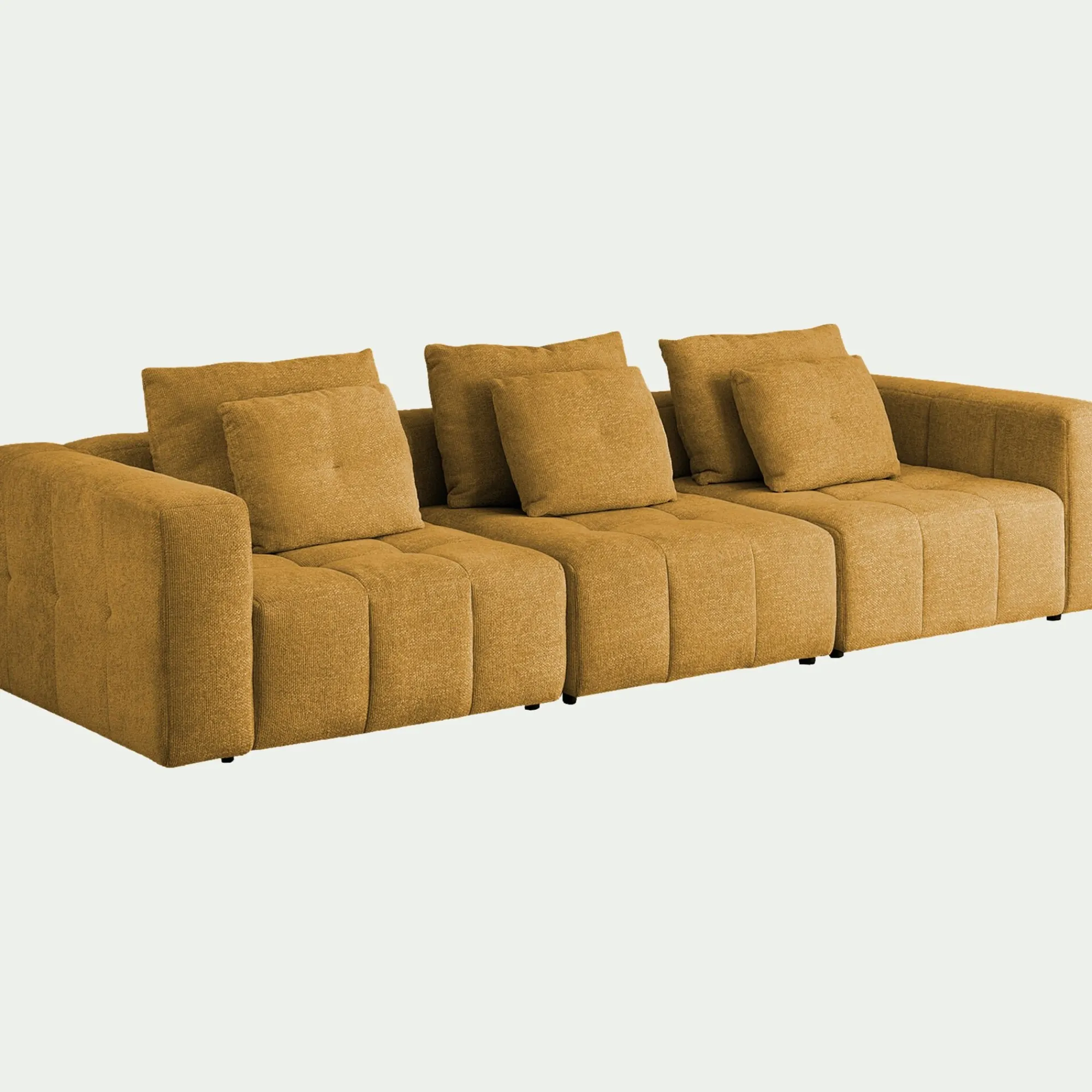 alinea Canapé 3 Places|Canapé Modulable*Canapé droit modulable en tissu Benjo - argan Jaune