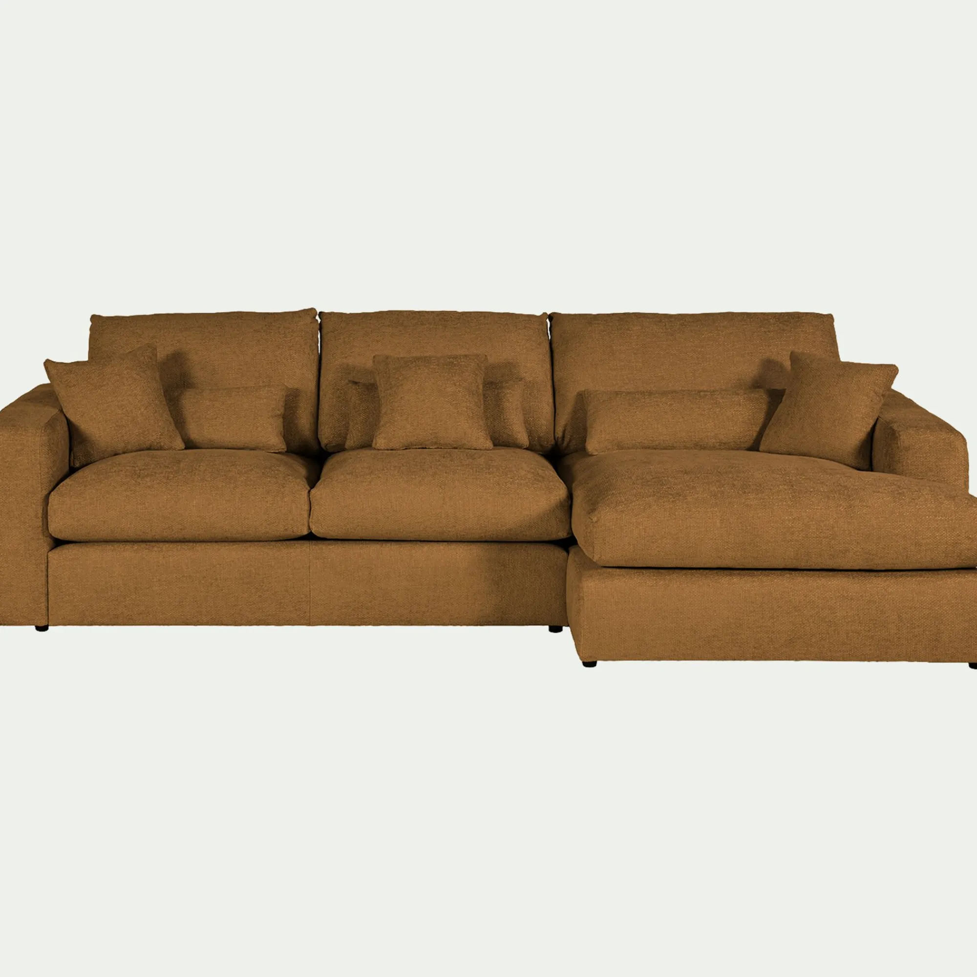 alinea Canapé En Velours|Canapé 2 Places*Canapé petit angle droit fixe en tissu chenille benjo - argan Jaune