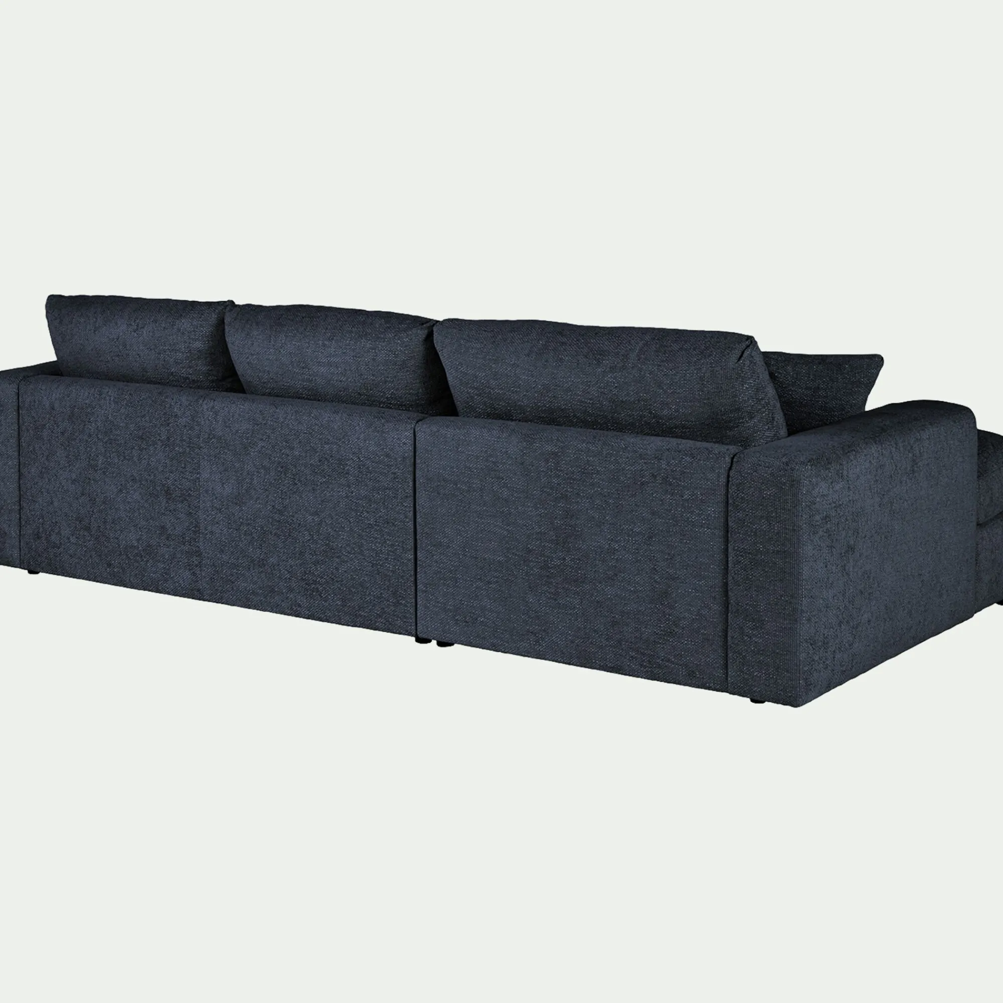 alinea Canapé En Velours|Canapé 2 Places*Canapé petit angle droit fixe en tissu chenille benjo - Bleu marine