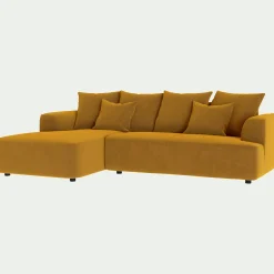 alinea Canapé 3 Places|Canapé D'Angle*Canapé petit angle gauche fixe en tissu velours - argan Jaune