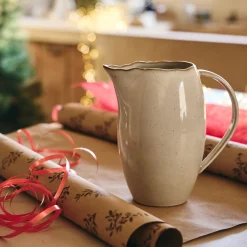 alinea Pichet, Bouteille En Verre Et Carafe|Verre Et Carafe De Noël*Carafe avec anse en grès 1,1L - alpilles Beige