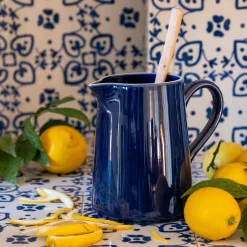 alinea Pichet, Bouteille En Verre Et Carafe*Carafe avec anse en grès 1,7L - Bleu
