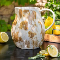 alinea Pichet, Bouteille En Verre Et Carafe|Verre Et Carafe De Noël*Carafe avec anse en grès 1L - argan Jaune