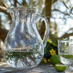 alinea Pichet, Bouteille En Verre Et Carafe*Carafe avec anse en verre bullé 1,5L - Transparent