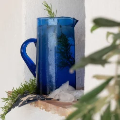 alinea Pichet, Bouteille En Verre Et Carafe*Carafe avec anse en verre recyclé 1,1L - Bleu